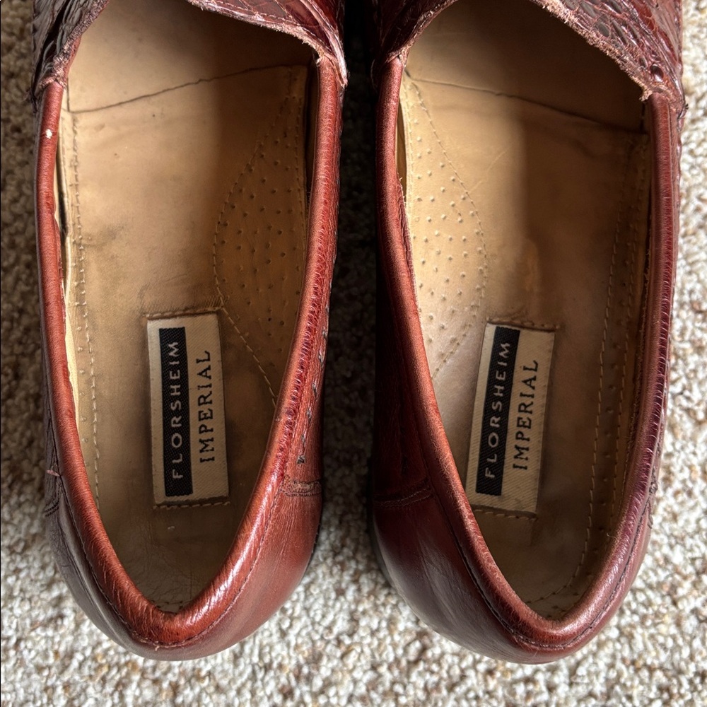 Florsheim Imperial Brown Genuine Caiman Alligator Gator Croc Leather Loafers 12 - Picture 7 of 11